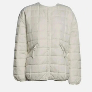 Rebecca Minkoff Size Large Quilted Puffer Jacket Coat Crewneck Cream